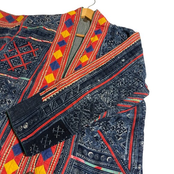 Vintage Hmong Handmade Indigo Embroidered Jacket/One of a Kind! Reversible! - Picture 6 of 16